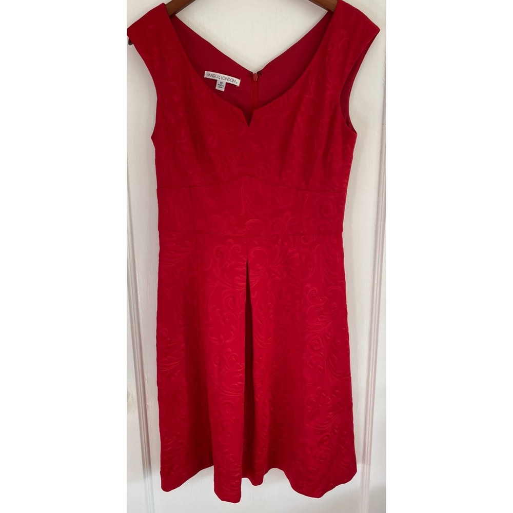 Maggy London Sleeveless Red Fit & Flare Midi‎ Dress ~ Size 10